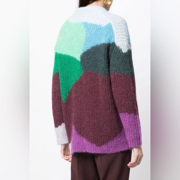 Vince wave-intarsia ribbed-knit cardigan size M/L pre-owned - Picture 3 of 8